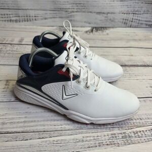 Callaway Coronado v3 Spiked Golf Shoes Mens 9.5 D White Blue Fairways Warriors